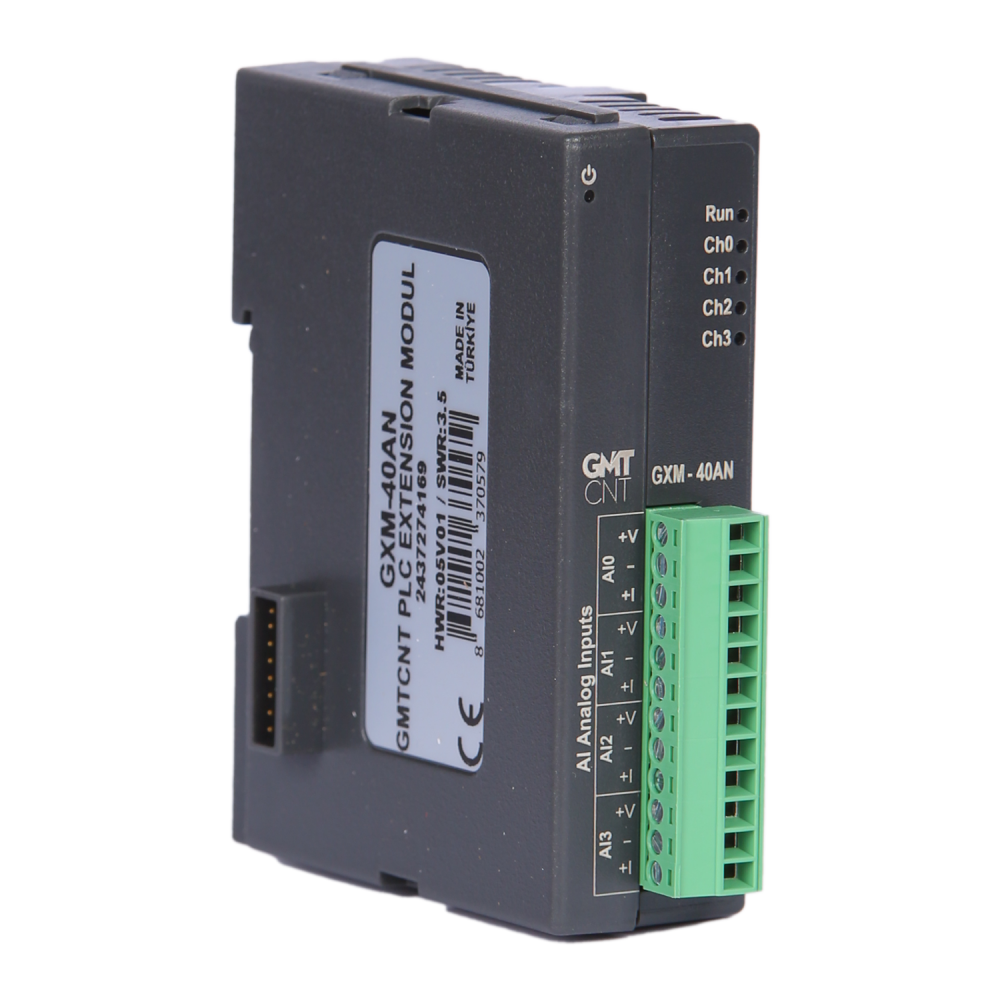 GXM-40AN 4 Kanal 0-10 VDC, 0-20 mA, 4-20 mA analog giriş (14 bit Çözünürlük)